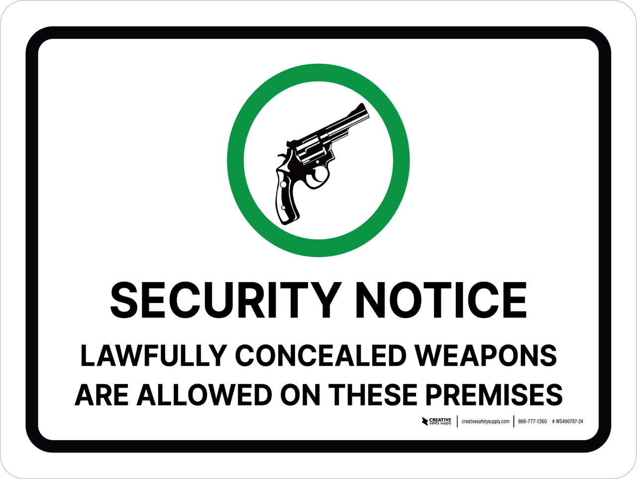 "Concealed Carry Permitted On Premises" Notice Decal - 3.23" X 4.00" Sticker