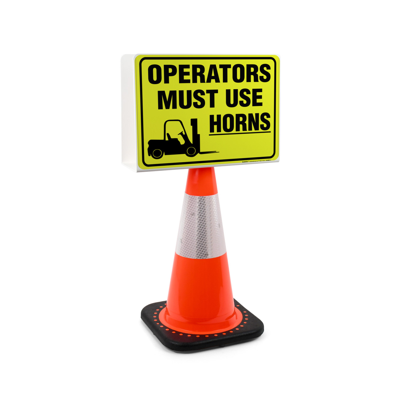 Operators Must Use Horns with Forklift Icon Landscape DoubleSided