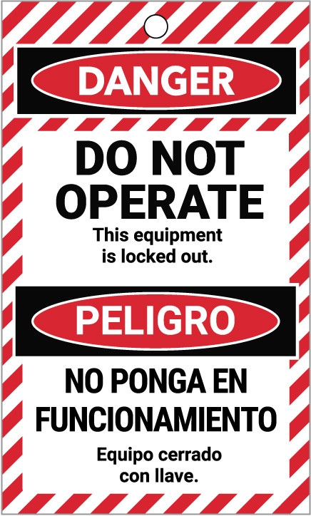 Do Not Operate Bilingual Spanish Lockout Tags