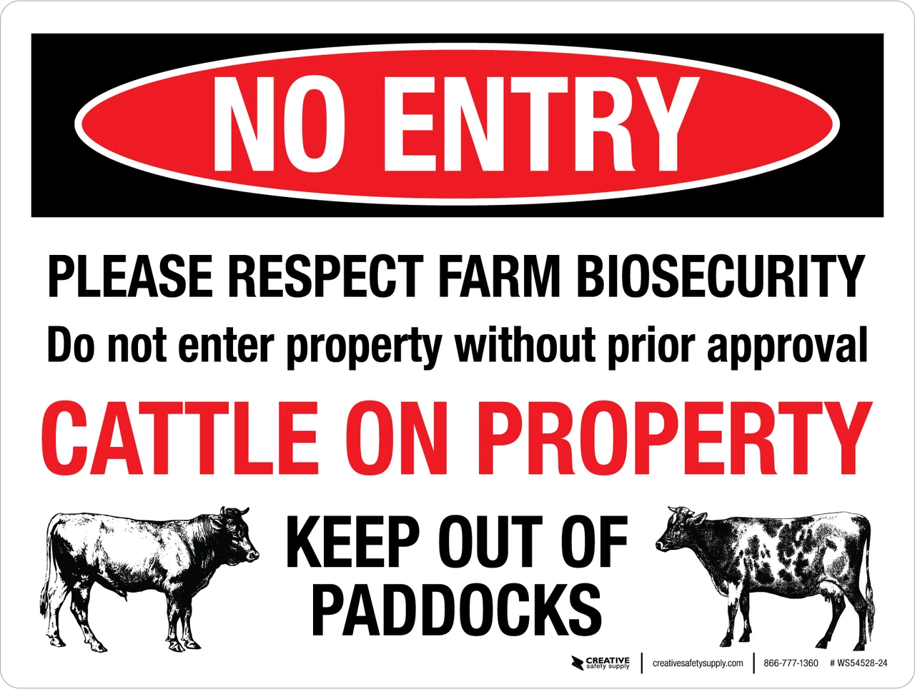 Resoect Sign No Entry - Please Respect Farm Biosecurity Landscape - Wall Sign