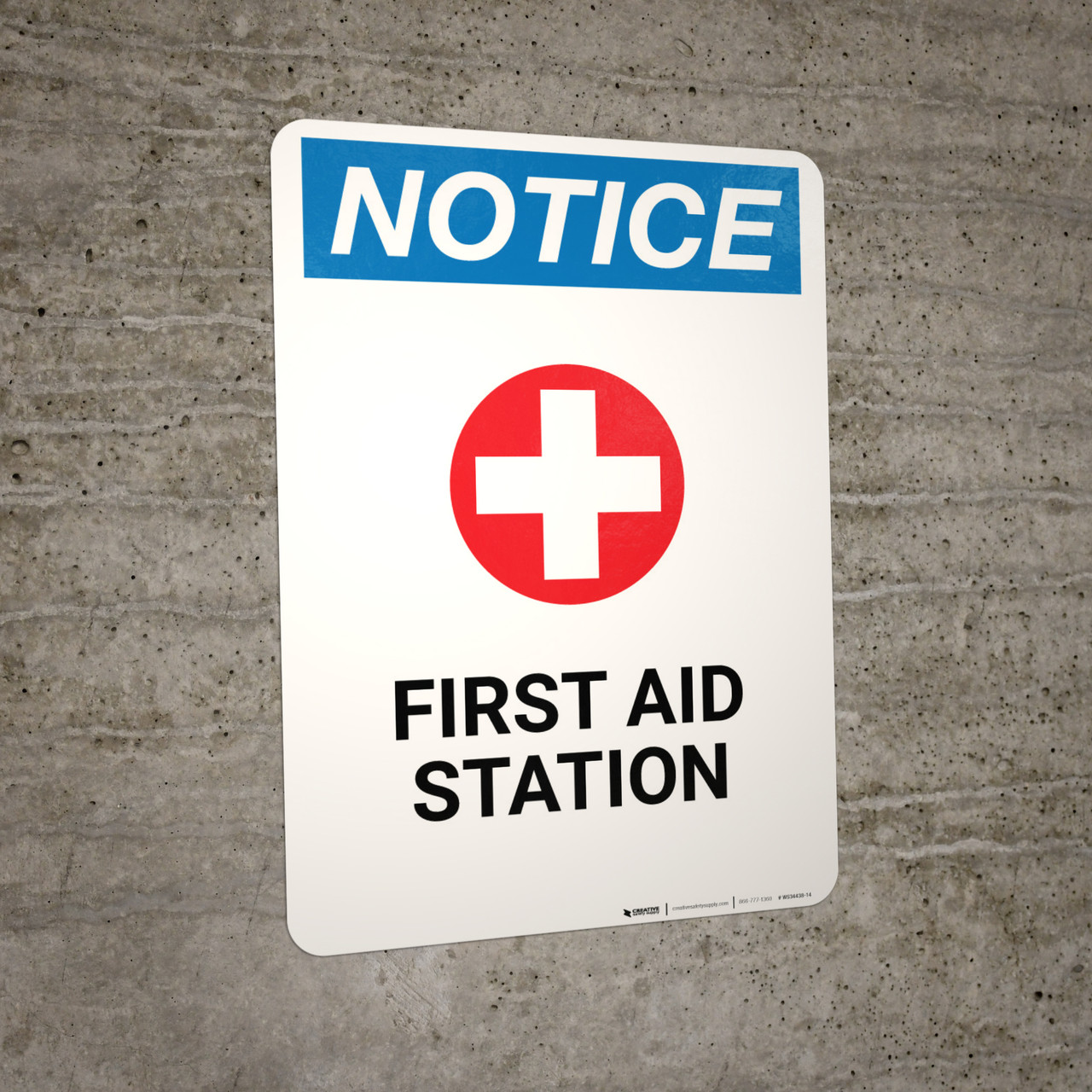 Notice First Aid Station with Icon Wall Sign