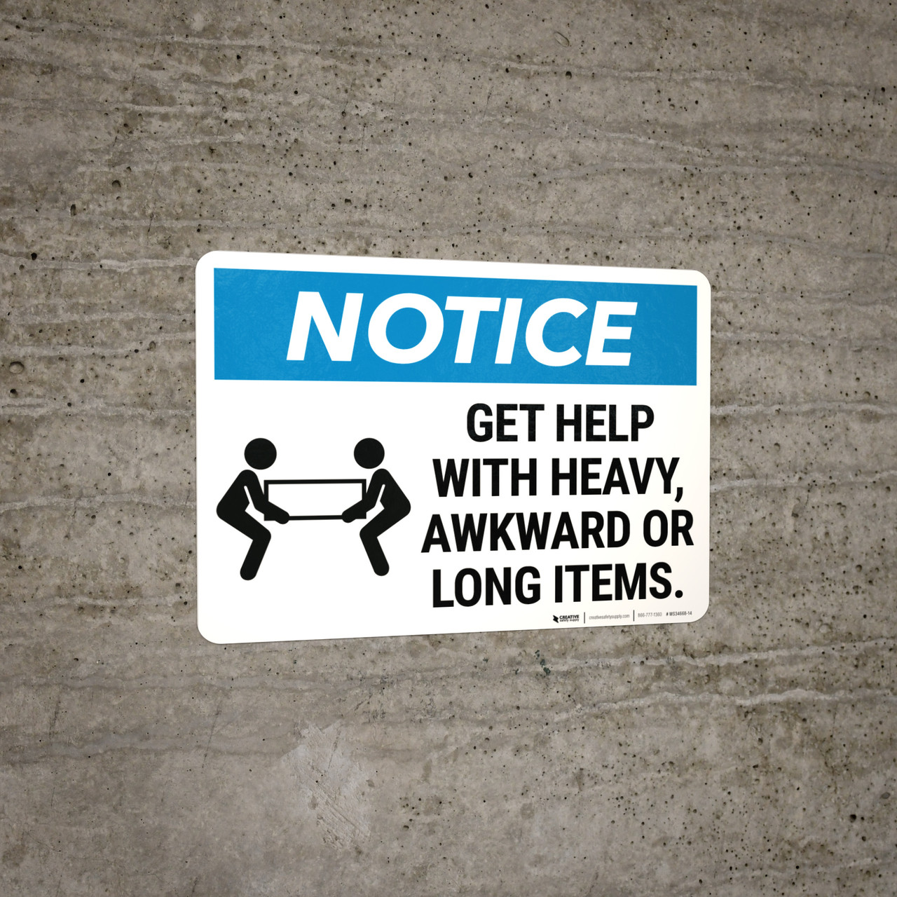 Notice: Get Help With Heavy Awkward Long Items Team Lift Icon Landscape ...