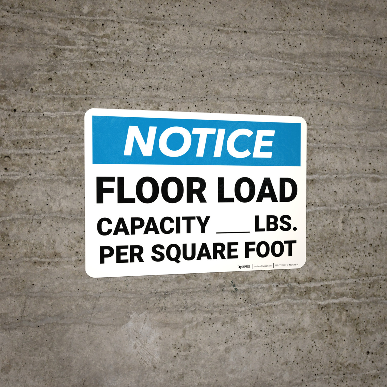 Notice Floor Load Capacity Pounds Landscape Wall Sign