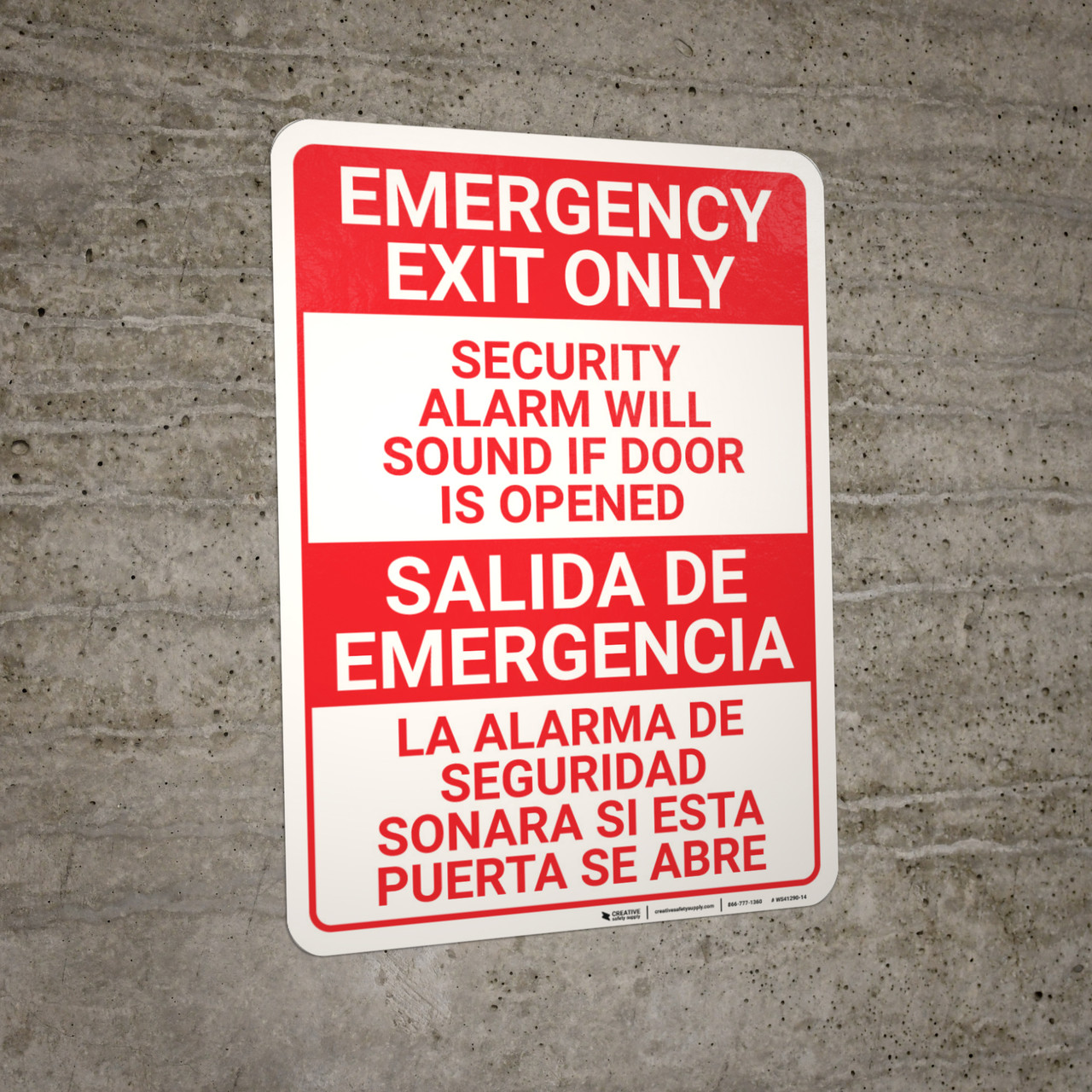 Bilingual Spanish Emergency Exit Only Wall Sign