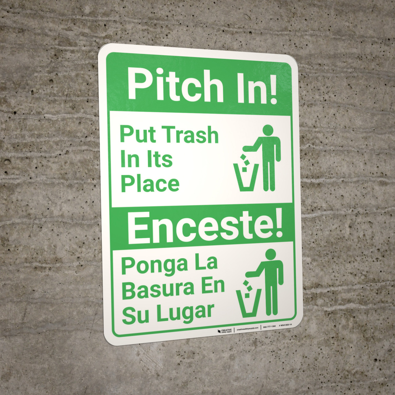 Bilingual Spanish Pitch In Wall Sign