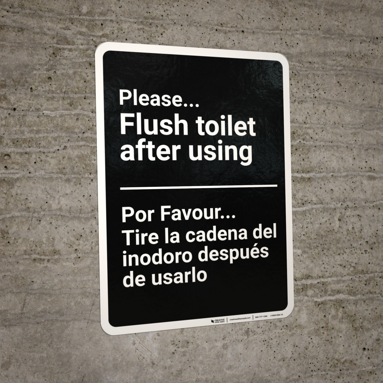 Bilingual Spanish Please Flush Toilet After Using Wall Sign