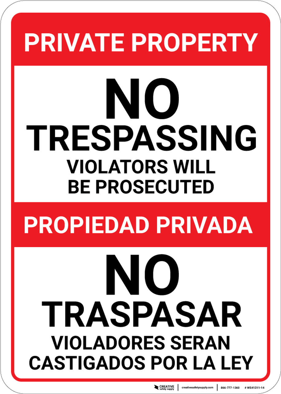 bilingual-spanish-private-property-no-trespassing-violators-will-be-prosecuted-wall-sign for Free No Trespassing Signs Printable Bilingual Spanish Private Property No Trespassing Violators Will Be Prosecuted - Wall Sign for Free No Trespassing Signs Printable