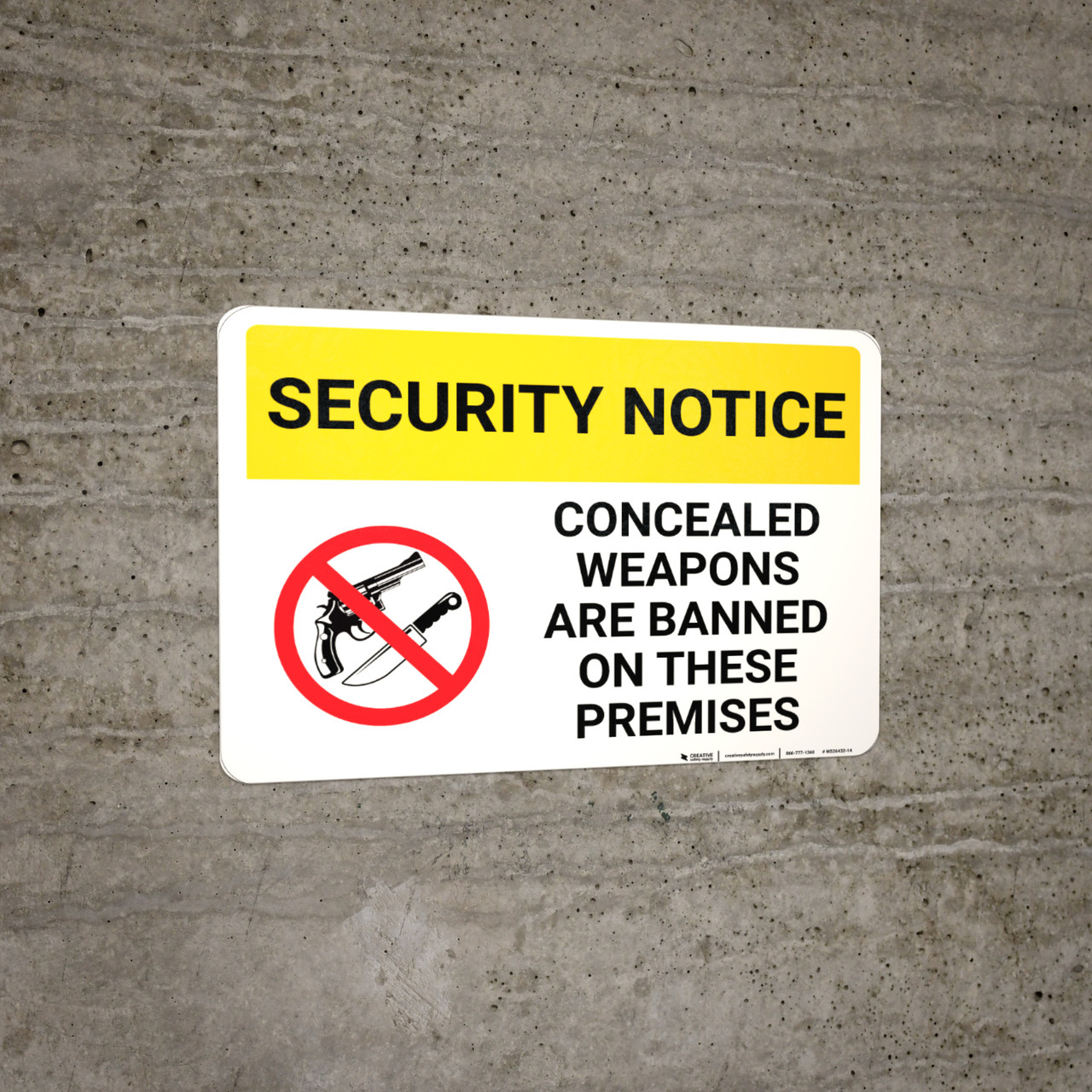 Security Notice Concealed Weapons Are Banned On Premises with Icon ...