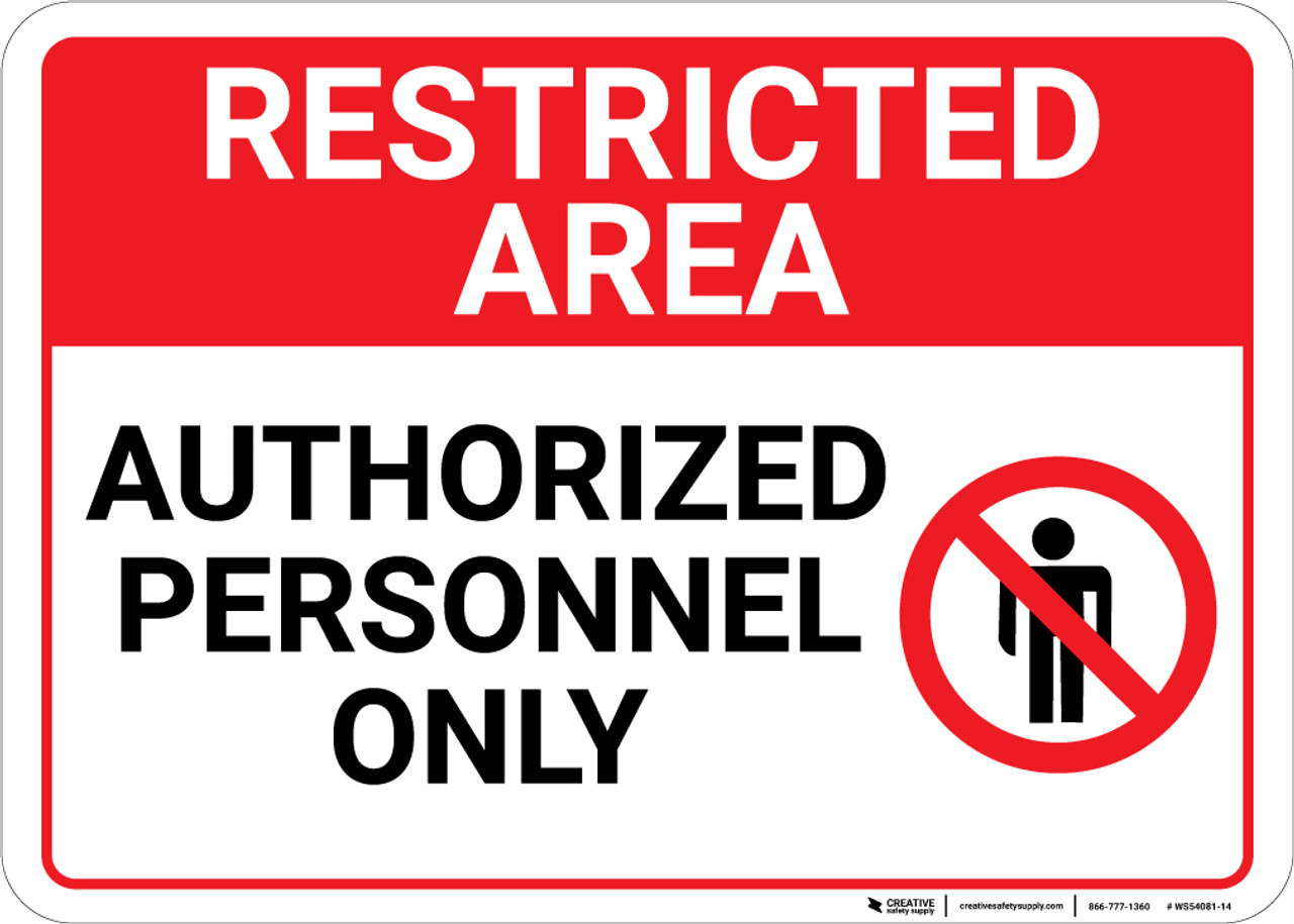 Restricted Area Authorized Personnel Only with Icon Landscape - Wall ...