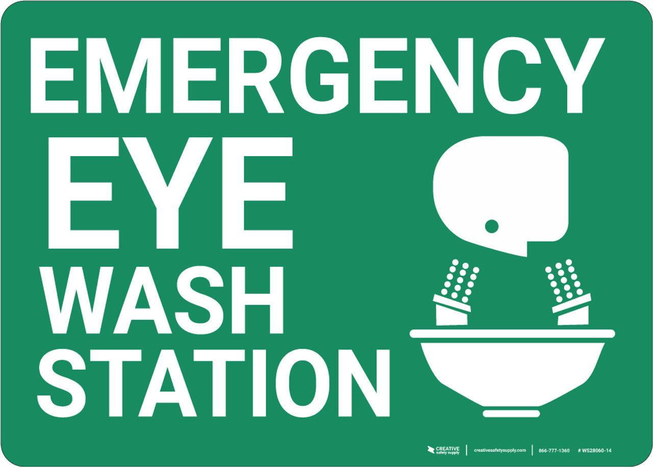 Emergency Eyewash Station with Icon Landscape Wall Sign