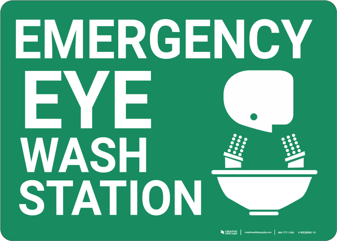 Emergency Eyewash Station With Icon Landscape Wall Sign Creative Safety Supply Emergency Eyewash Station With Icon Landscape Wall Sign Creative Safety Supply