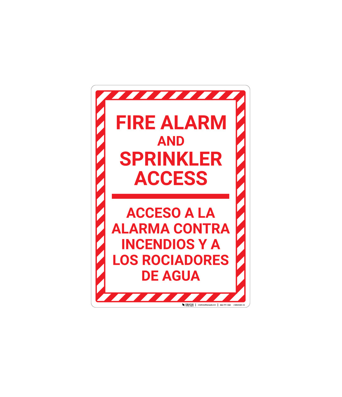Fire Alarm And Sprinkler Access Bilingual Spanish Portrait Wall Sign