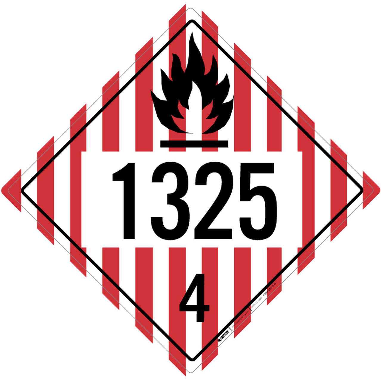 Flammable Solid: Class 4 - UN1325 - Placard Sign