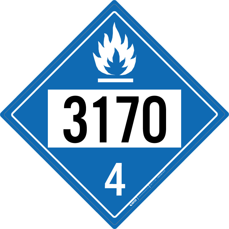 Dangerous When Wet: Class 4 - UN3170 - Placard Sign