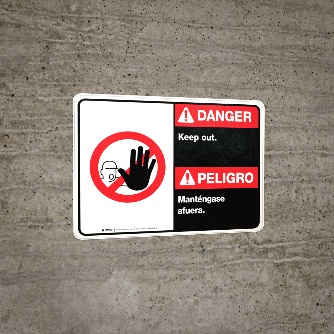 Bilingual Spanish Danger Keep Out Wall Sign