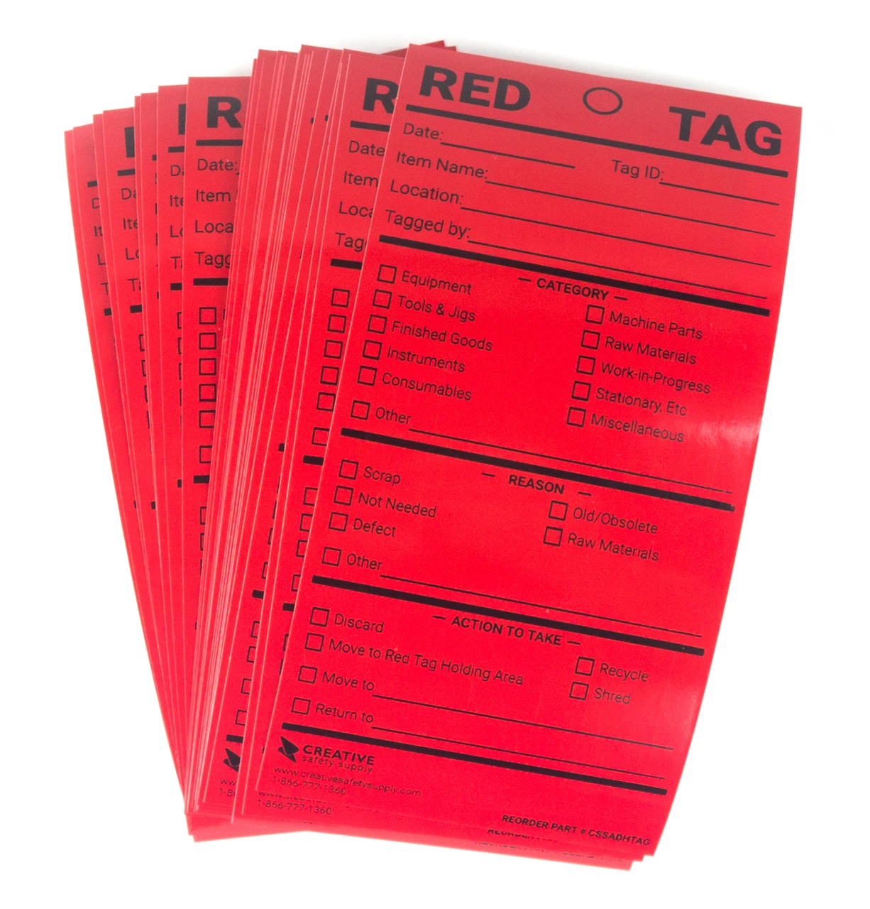 Tag Only Red 5S Adhesive Red Tags