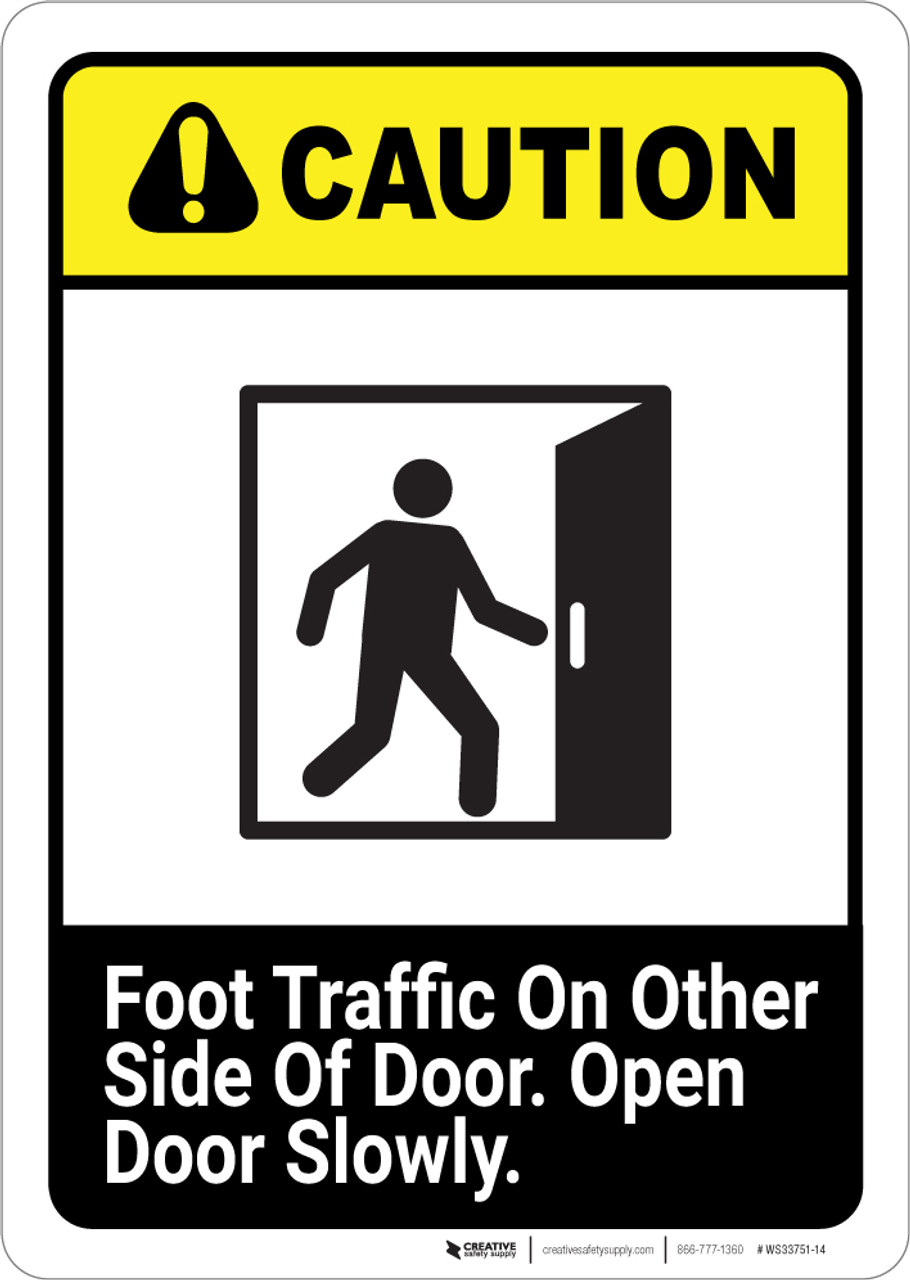 Be Cautious When Opening The Door Sign By SmartSign | 10 x 14 Plastic