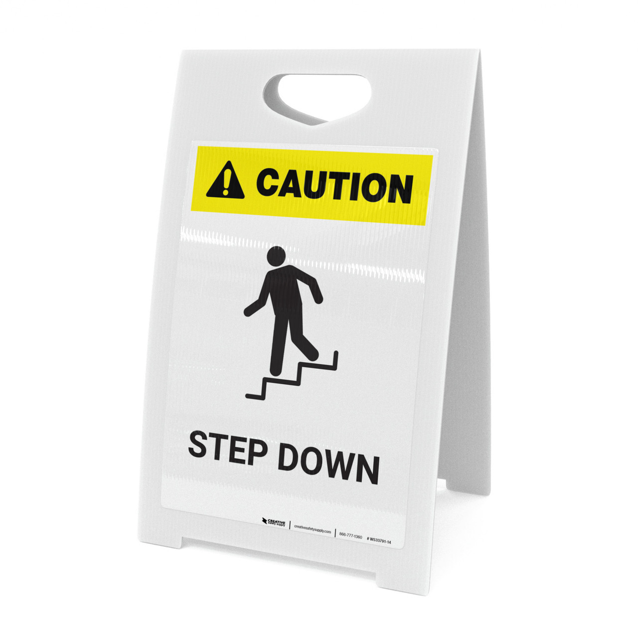 Caution: Step Down - A-Frame Sign