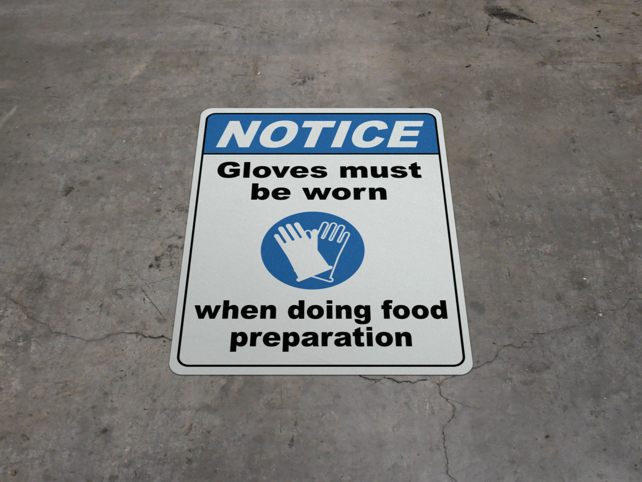 Notice Gloves Must Be Worn During Food Prep Floor Sign