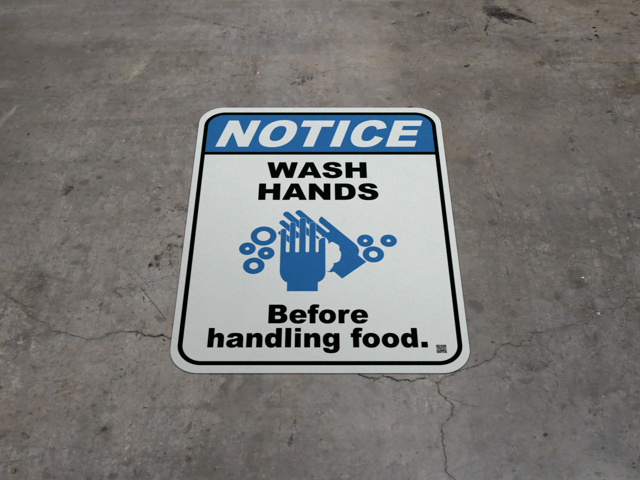 Notice - Wash Hands Before Handling Foods Floor Sign