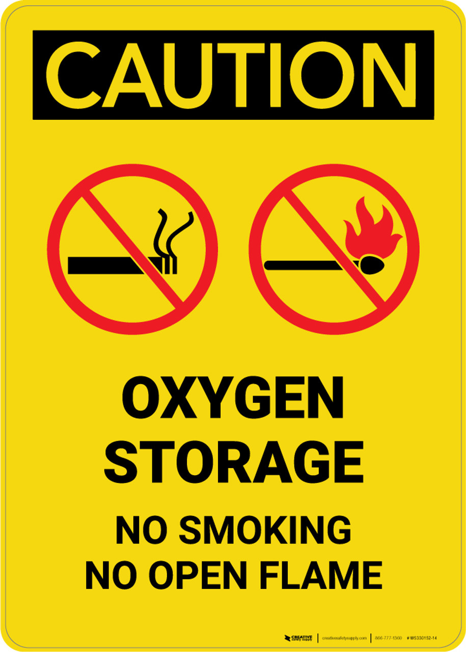 Caution Oxygen Storage No Smoking Open Flame with Graphic Portrait