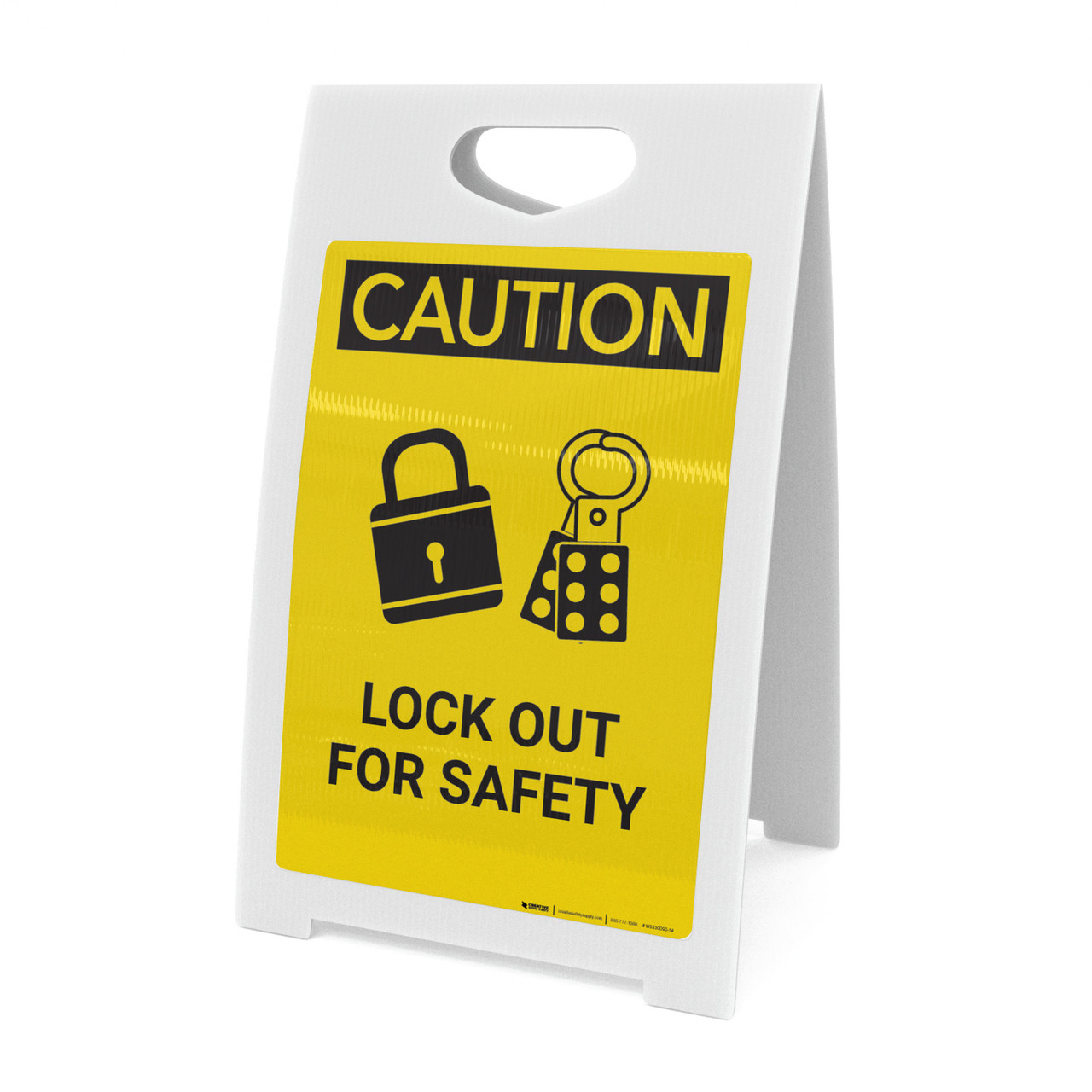 Caution: Lock Out For Safety - A-Frame Sign