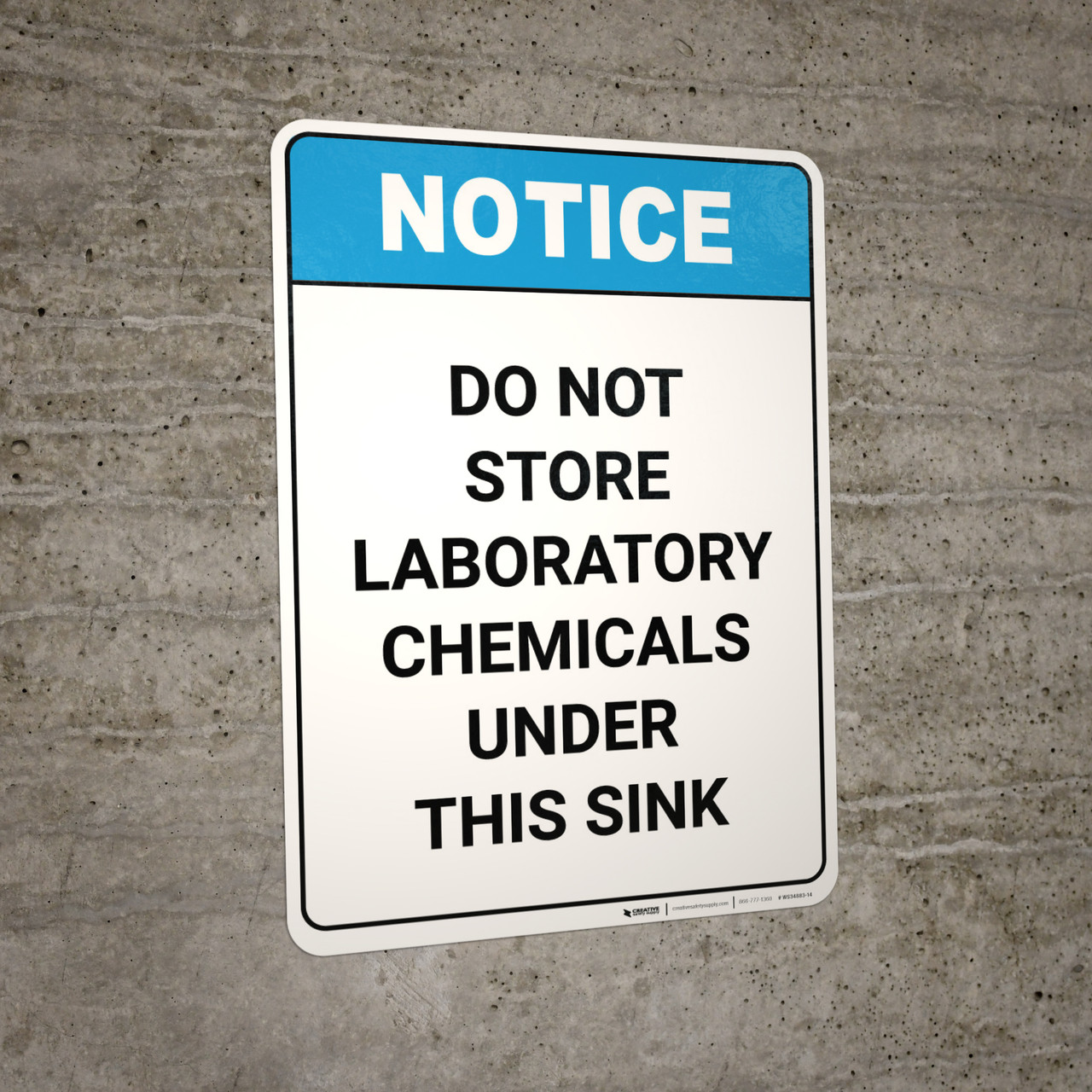 Notice Do Not Store Laboratory Chemicals Under Sink ANSI Portrait