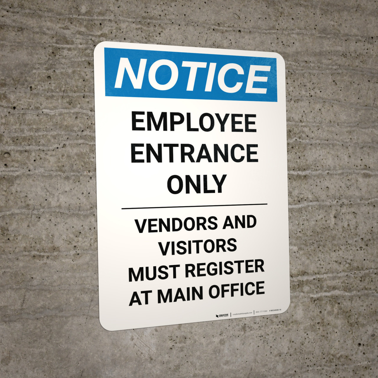 Only Notes Work Sign Notice: Employees Only - Portrait Wall Sign