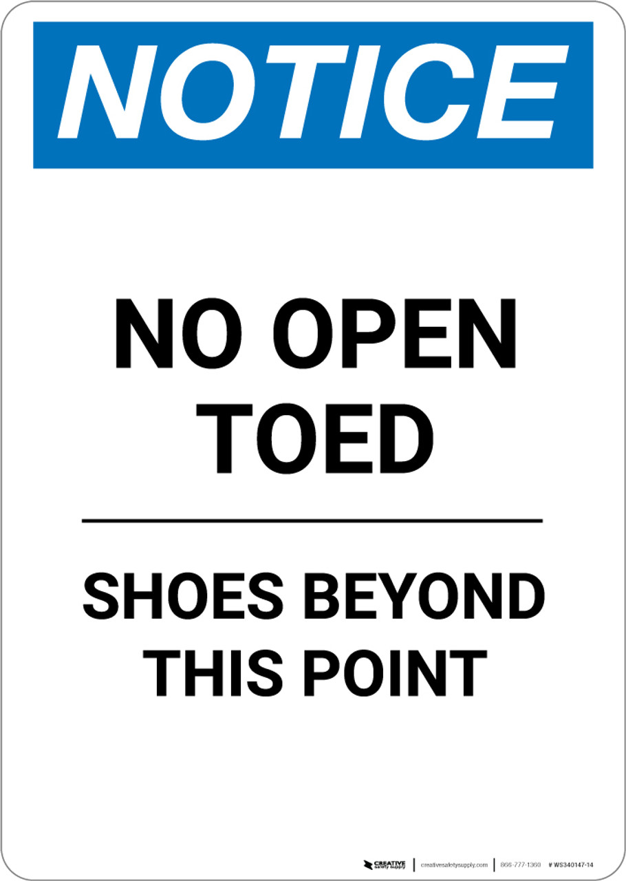 Notice No Open Toed Shoes Beyond This Point Portrait Wall Sign