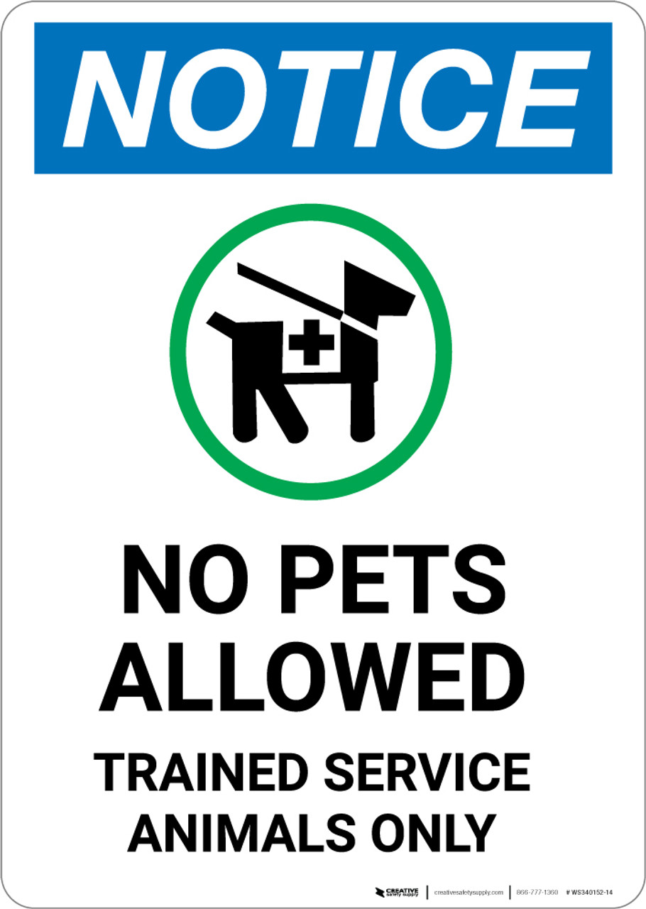 Notice No Pets Allowed Trained Service Animals Only With Icon Notice No Pets Allowed Trained Service Animals Only With Icon