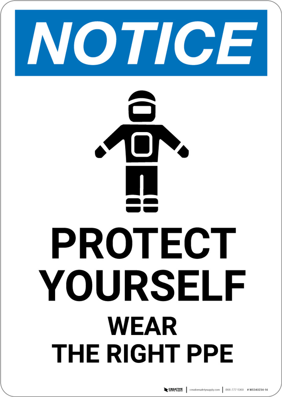 Notice Protect Yourself Wear PPE with Icon Portrait Wall Sign