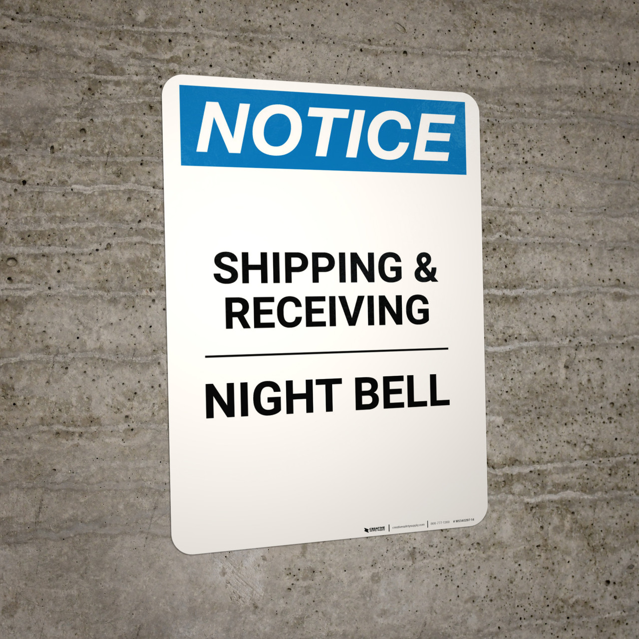 Notice: Shipping & Receiving with Left Arrow - Portrait Wall Sign