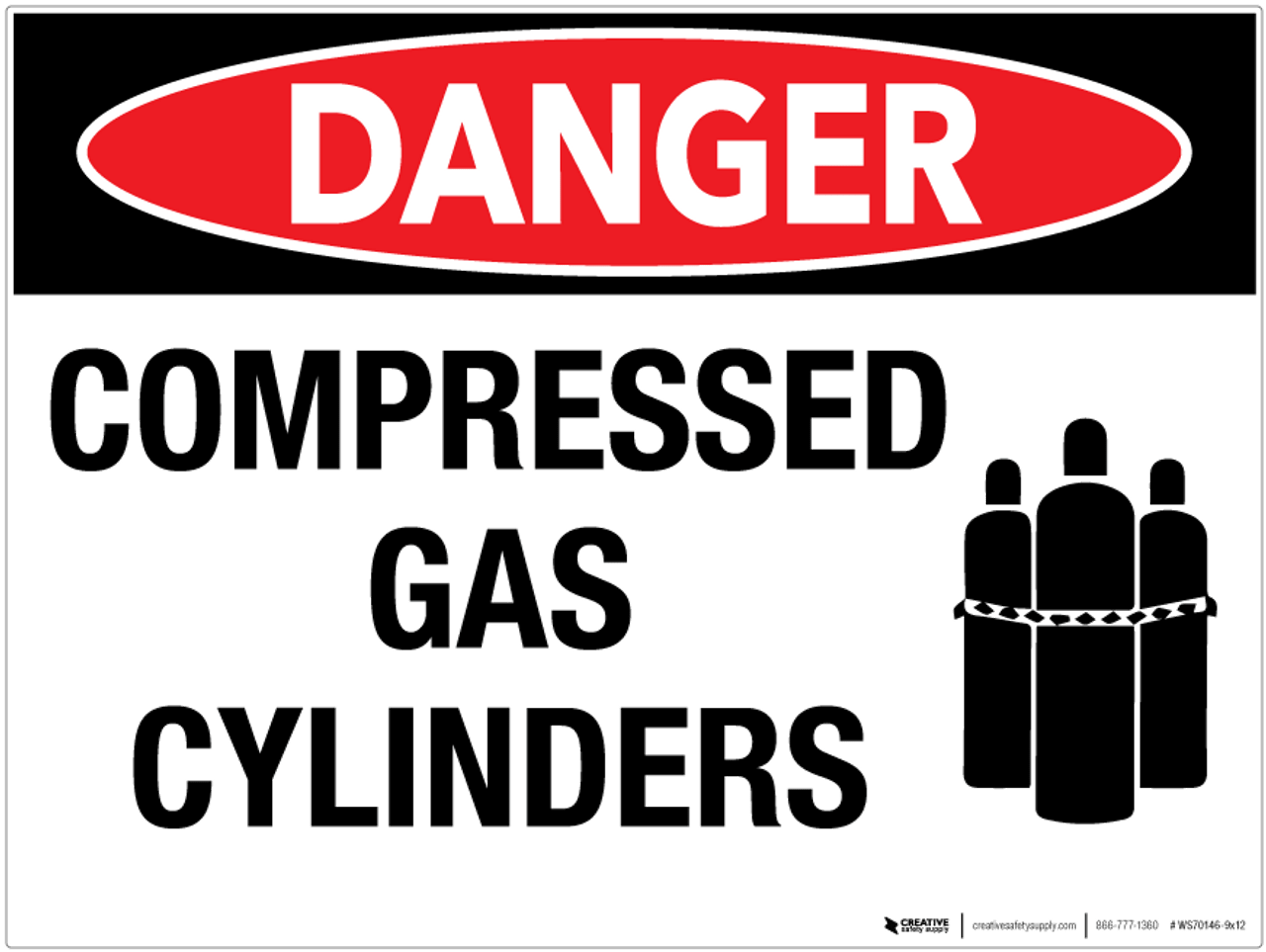 Danger: Compressed Gas Cylinders - Wall Sign
