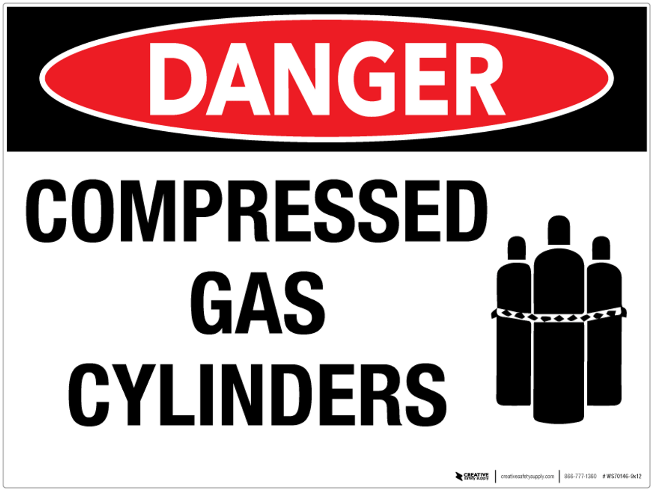 Danger Compressed Gas Cylinders Wall Sign