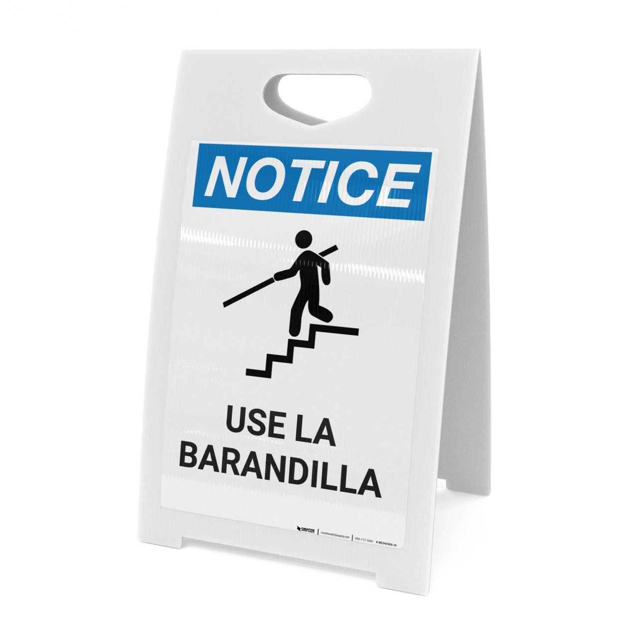 Notice Spanish Aviso Use Handrail AFrame Sign