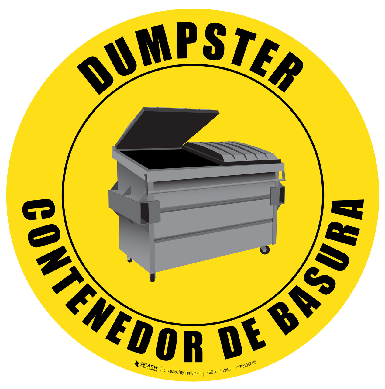 Dumpster English and Spanish Floor Sign