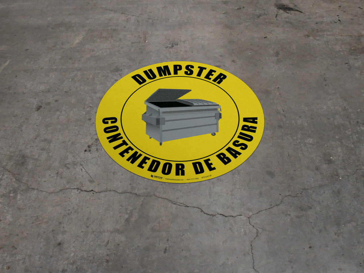 Dumpster English and Spanish Floor Sign
