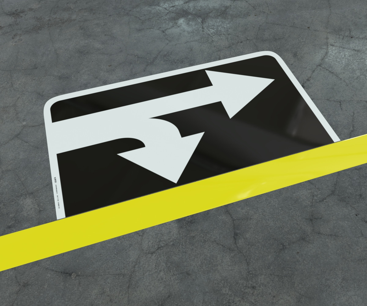 Straight Left - Floor Marking Sign