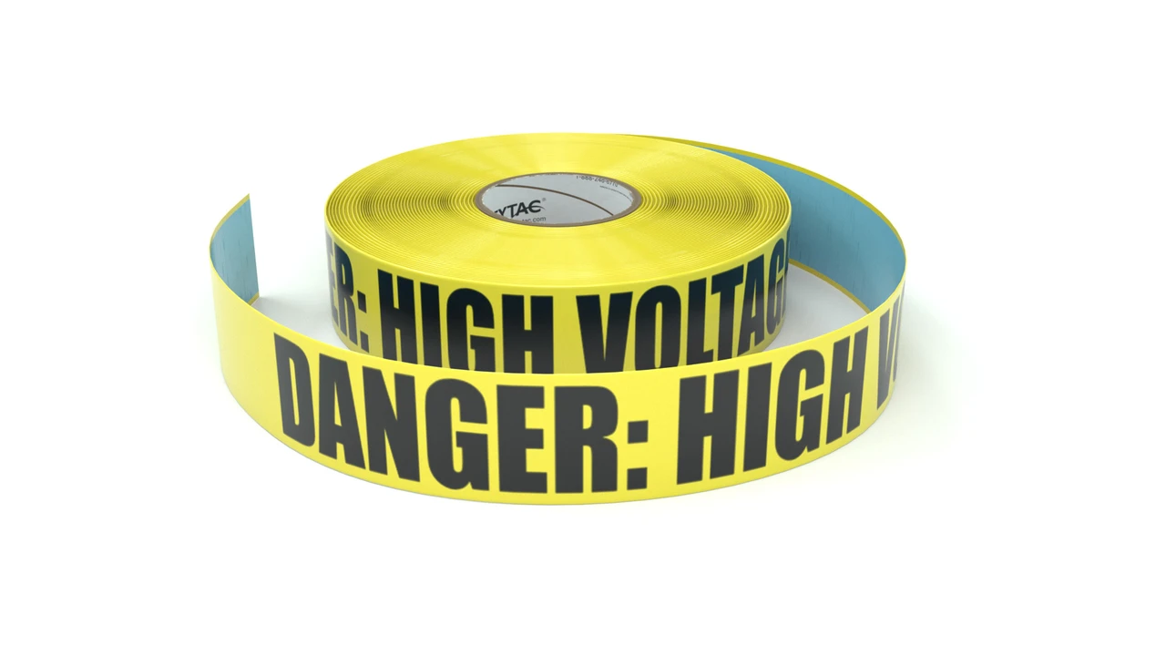 Danger: High Voltage - Inline Printed Floor Marking Tape