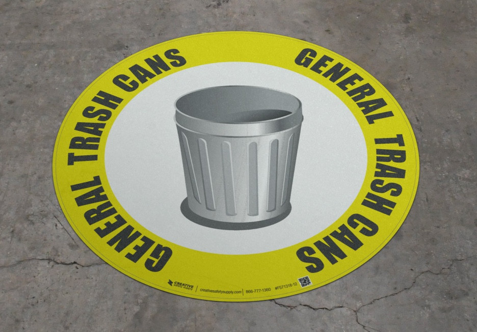 (Yellow) General Trash Can Floor Sign