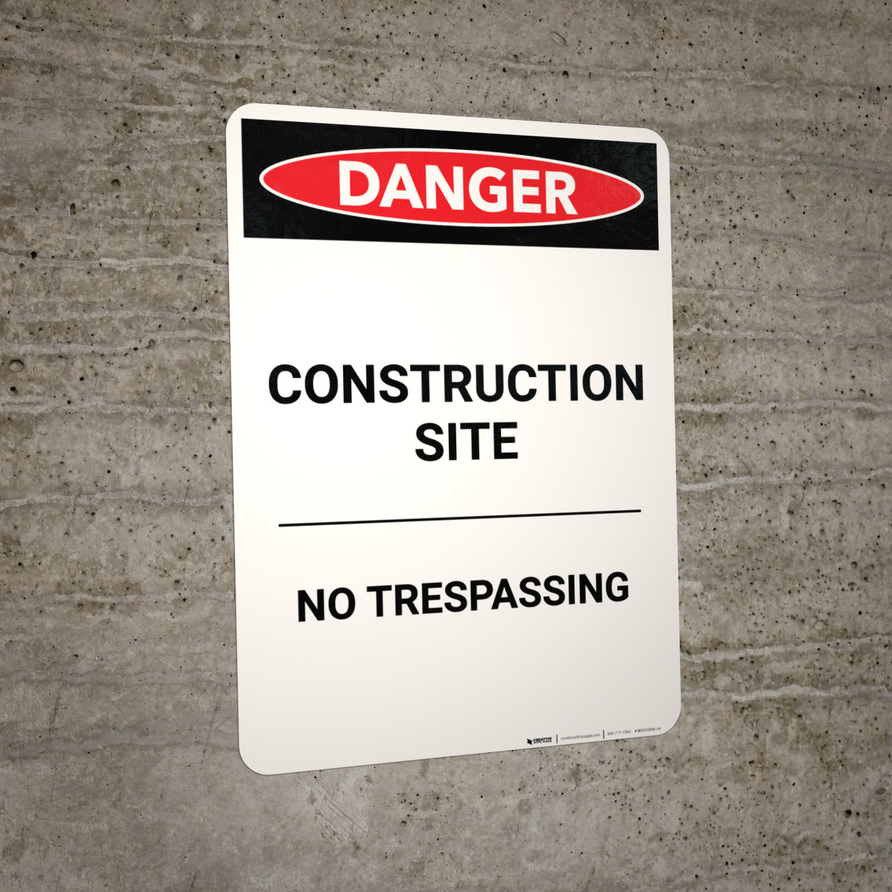 Construction Site No Trespassing - Portrait Wall Sign