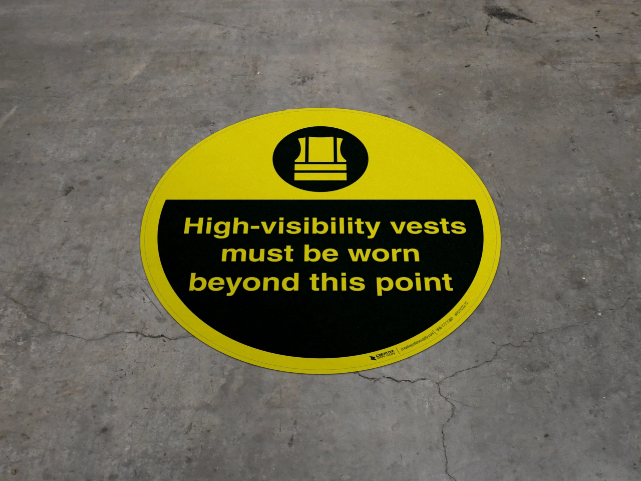 Hi-Visibity Vests Must be Worn Beyond This Point Floor Sign