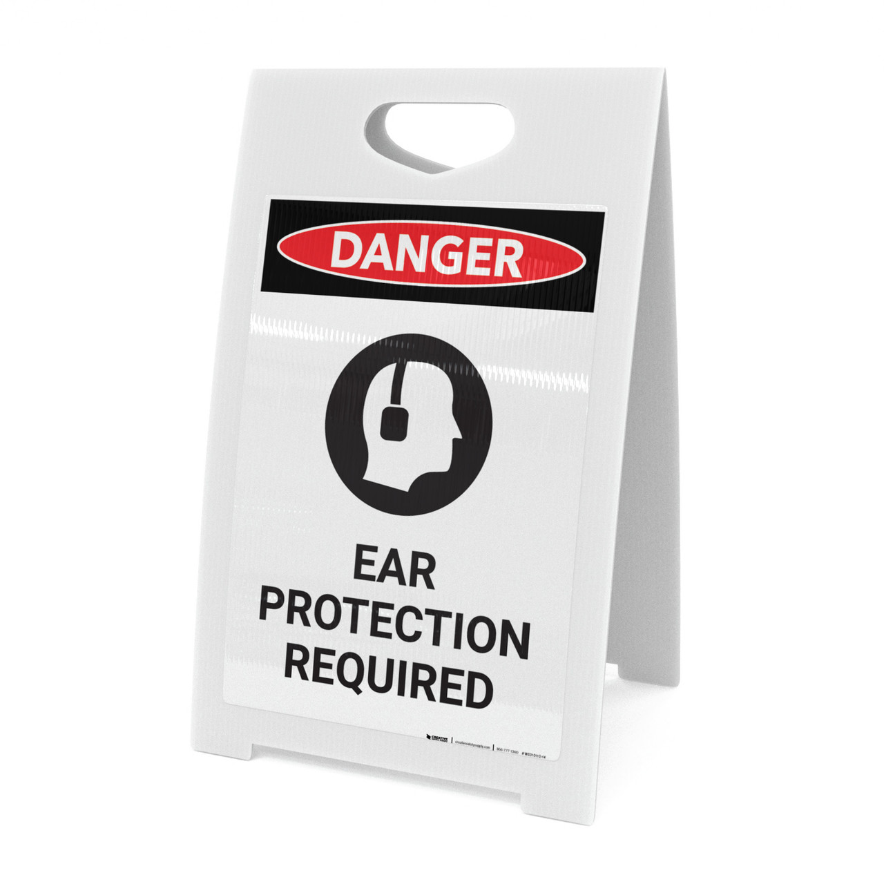 Ear Protection Required with Graphic - A-Frame Sign