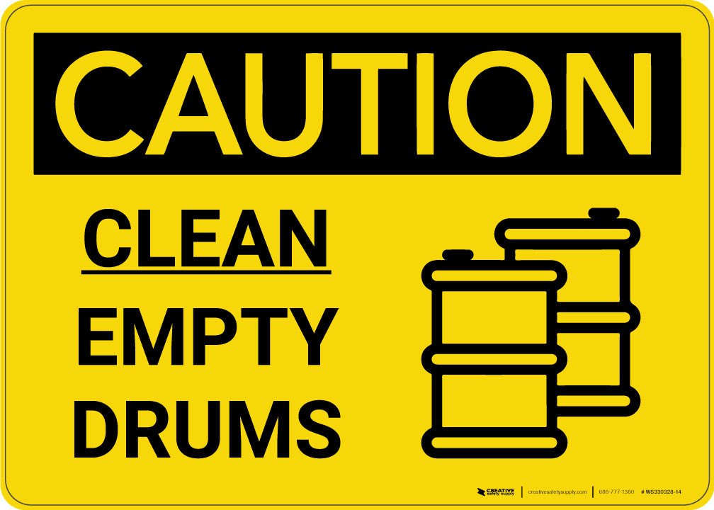 Caution: Clean Empty Drums Landscape with Icon