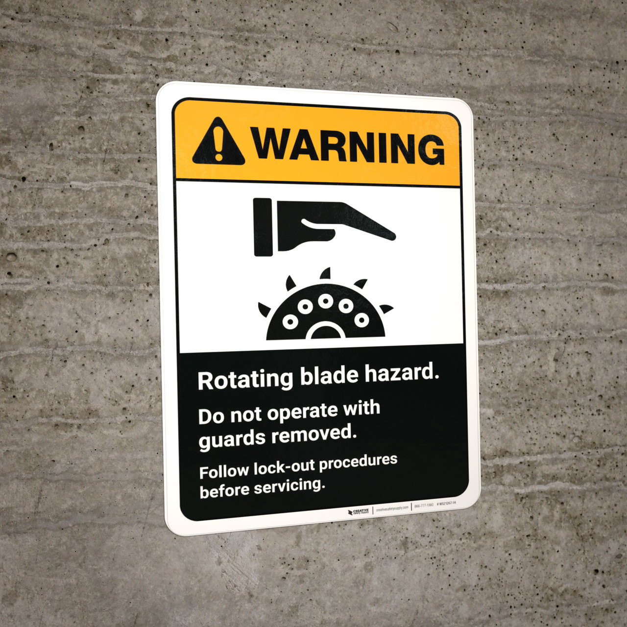 Warning Rotating Blade Hazard Do Not Operate with Guards Removed