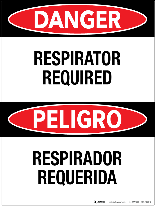 Danger Respirator Required Bilingual Spanish Wall Sign