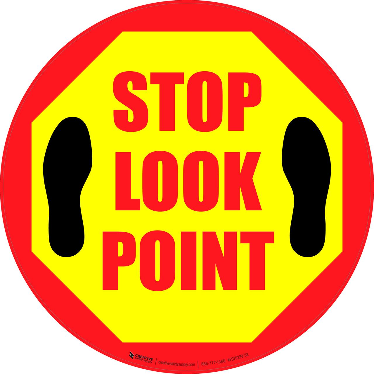 Stop Look Point Floor Sign