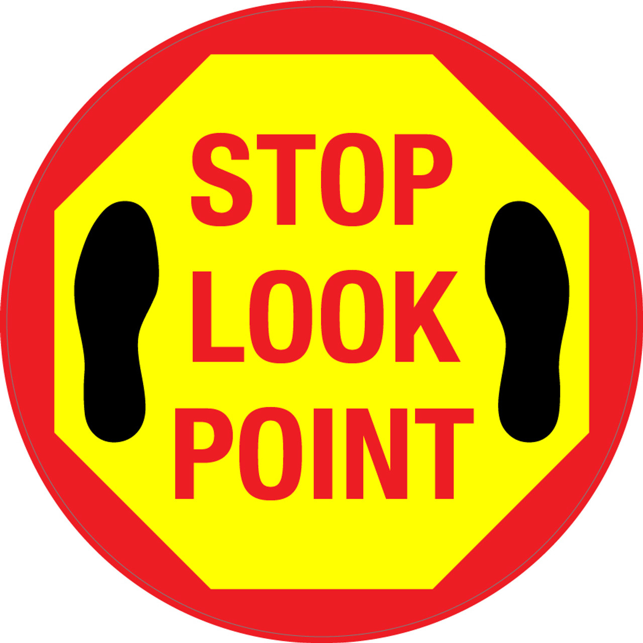 Stop Look Point Floor Sign