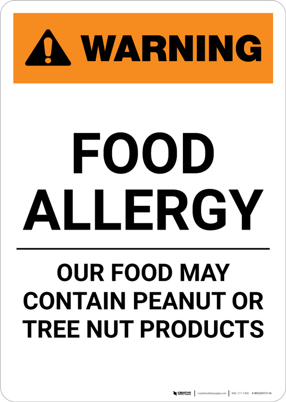 warning-food-allergy-our-food-may-contain-peanut-tree-nut-products-portrait-wall-sign for Free Printable Peanut Allergy Signs Warning: Food Allergy - Our Food May Contain Peanut Tree Nut Products - Portrait Wall Sign for Free Printable Peanut Allergy Signs
