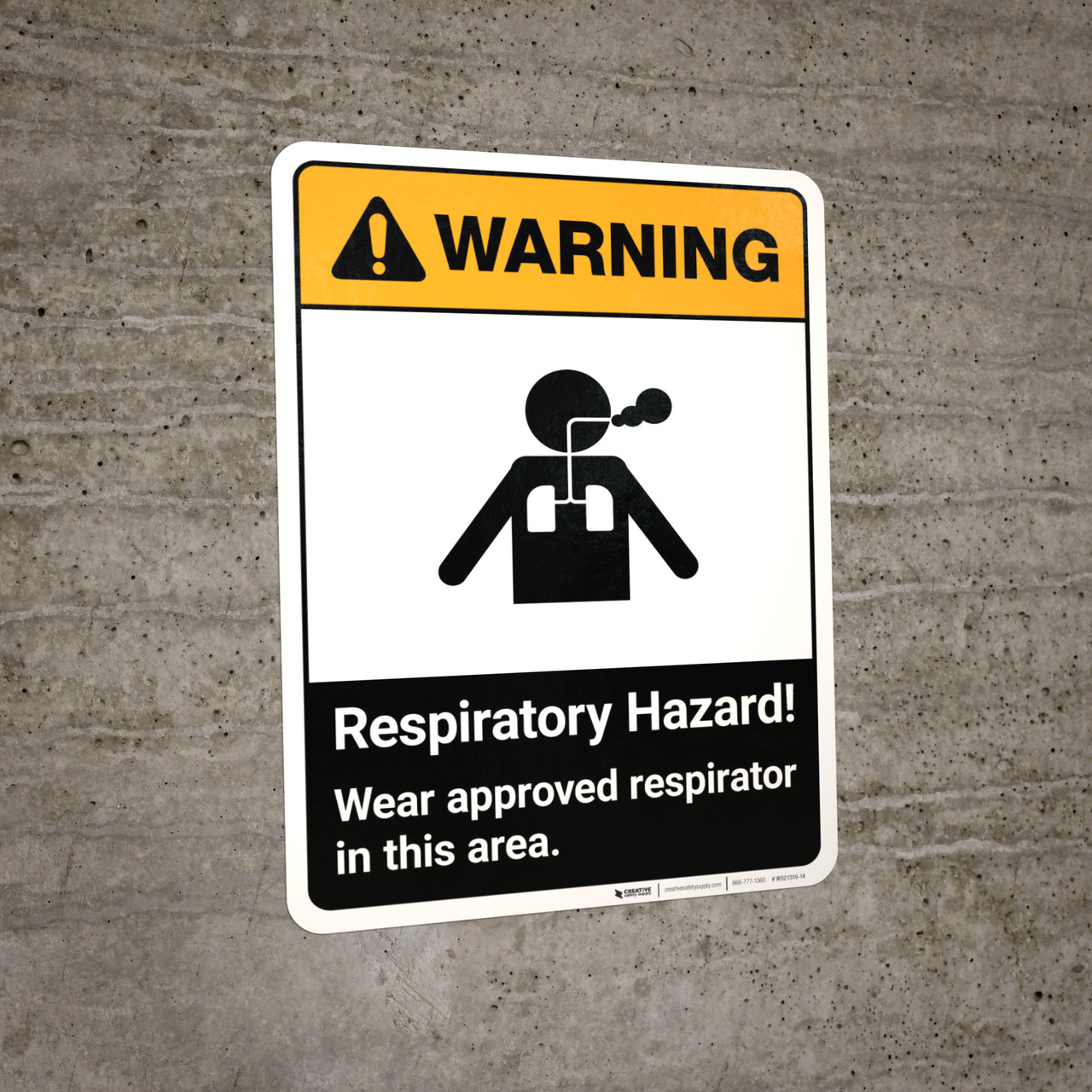 Warning Respiratory Hazard Wear Approved Respirator In Area ANSI